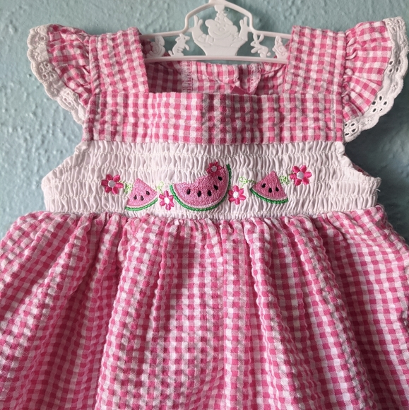 🍉Cutest Country Cowgirl Gingham Dress, Pink and white, Size 9 months - Picture 5 of 7